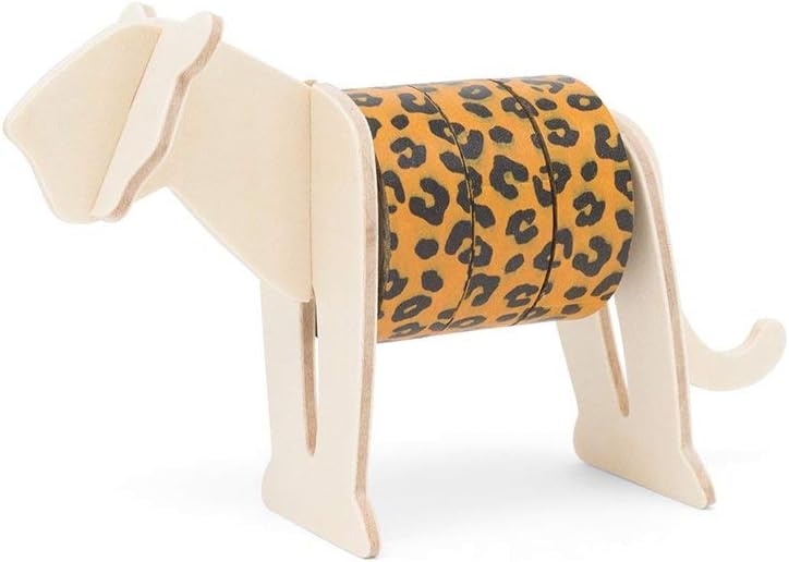 Luckies of London Ltd Wild Tape - Leopard Animal Print Washi Masking Tape and Holder - Decorative Paper Tape for Arts, Crafts, Scrapbooking, Bullet Journal, Planner and Gift Wrapping Decoration