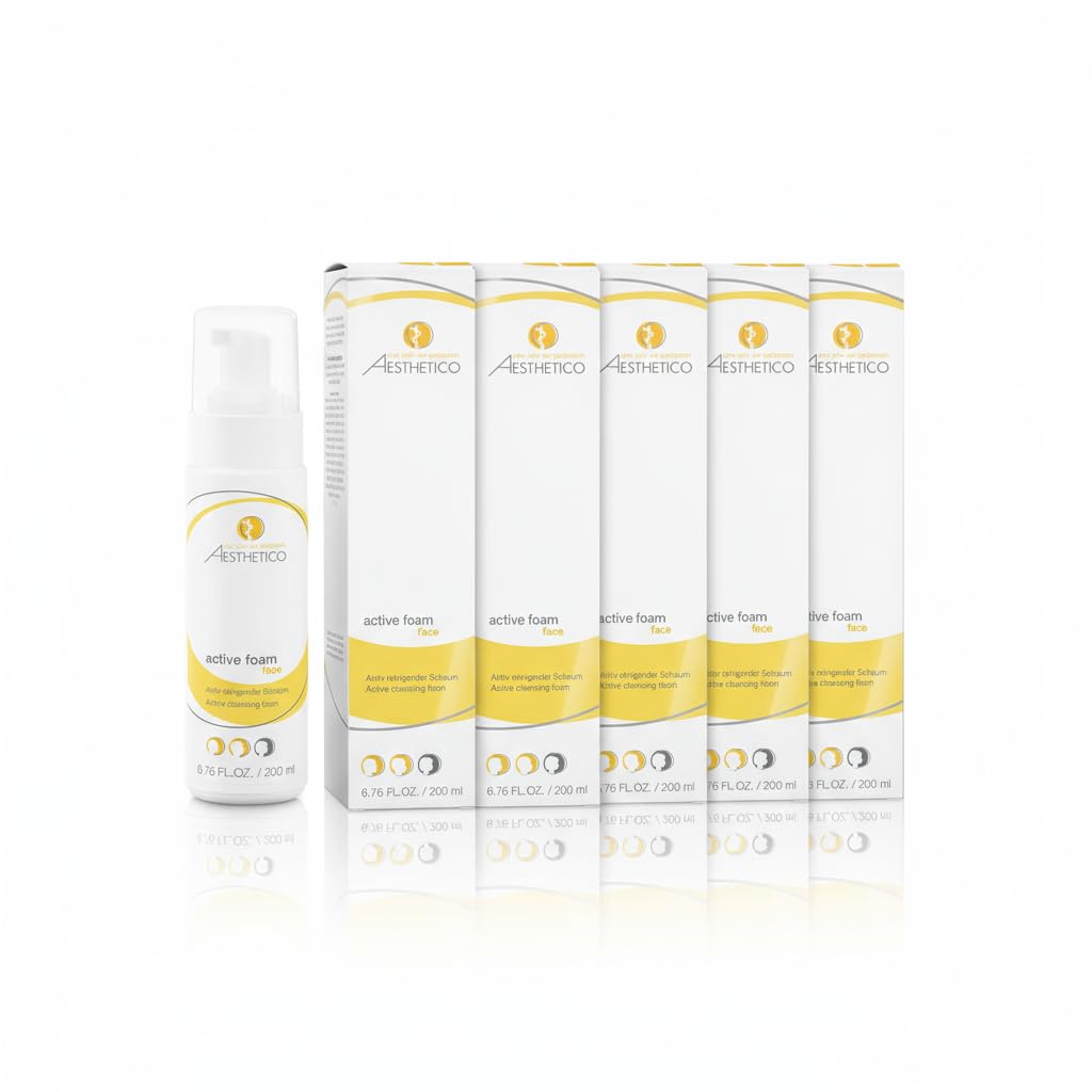 AESTHETICO active foam - Reinigungsschaum f?r Akne und unreine Haut, porentiefe Gesichtsreinigung mit Glycol- und Salizylsubstanzen, 200 ml (5 x 200 ml)