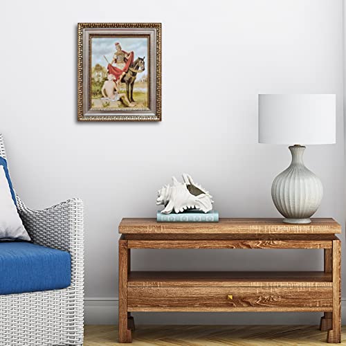 Saint Martin Of Tours Framed Print (Cuadro De San Martin Caballero) 11X13 Inch With Golden And Silver Plated Finish Catholic Religious Wall Art Decoration #TOP4