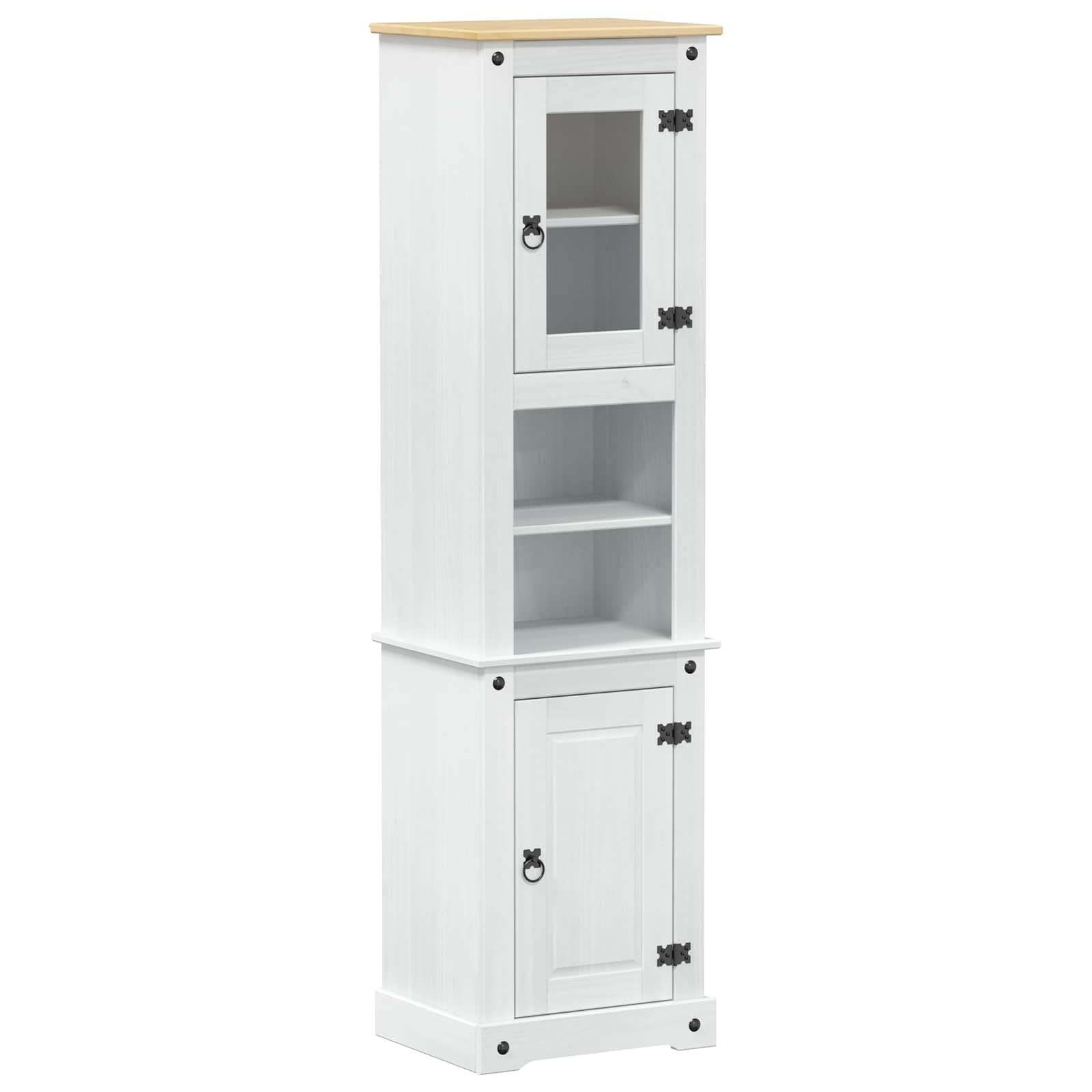 Mobile Bagno Colonna in Pino Massello Bianco 50x40x185 cm | Armadio salvaspazio per organizzare asciugamani, cosmetici e accessori in lavanderia, corridoio o zona benessere.