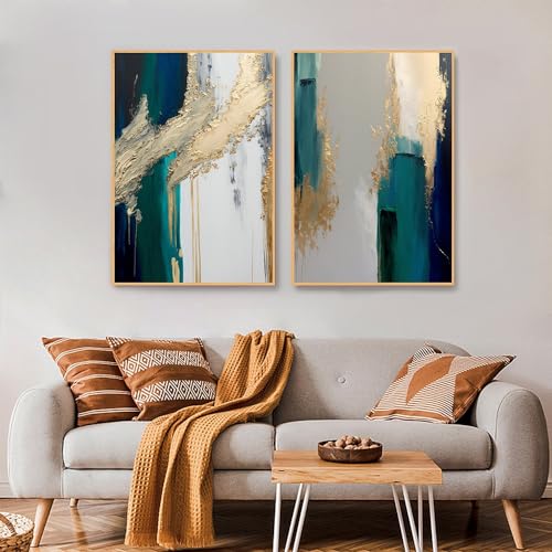 Cuadro abstracto con lámina de oro pintura dorada original arte mural moderno de 60x70cm