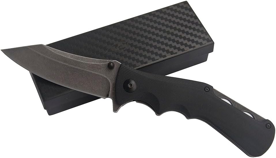 ILEAF Pocket Folding Knife, 3.4 inch D2 Steel Blade, Black G10 Handle, Liner Lock for Everyday Carry Outdoor Camping (D2 Steel)