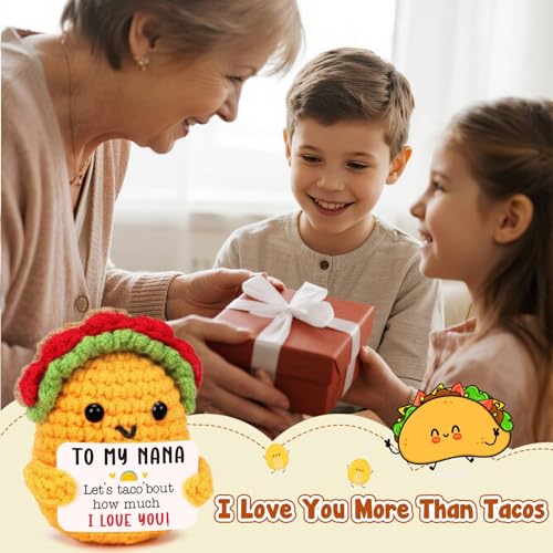 Nana Gifts Christmas Birthday Gift from Grandkids, Best Nana and Papa Gifts for Women Mothers Day Ideas Gift, Funny Handmade Crochet Mini Taco Cute Stuff Grandma Grandmothers Christmas 2025 Present — view 3