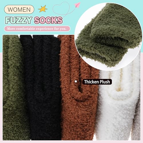 Image of Fuzzy Socks Warm Fluffy Winter Cozy Thick Plush Slipper Sleep Comfy Crew Socks for Women & Men 5 Pairs