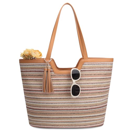 Imagen de VASCHY Bolso Shopper Mujer de Paja con Cremallera