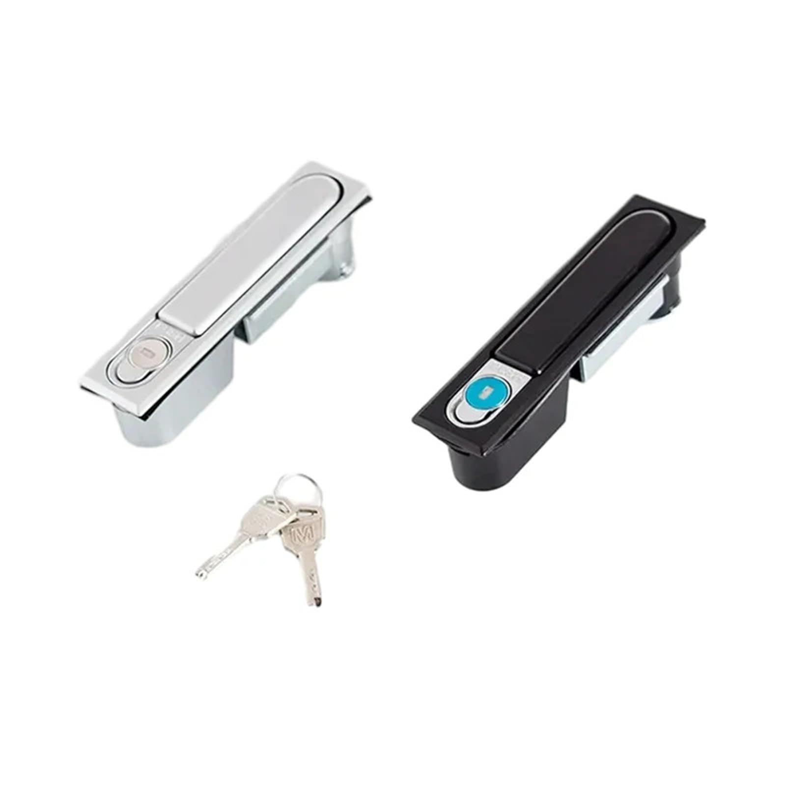 Interrupteur de porte et serrure plate noire pour armoire technique