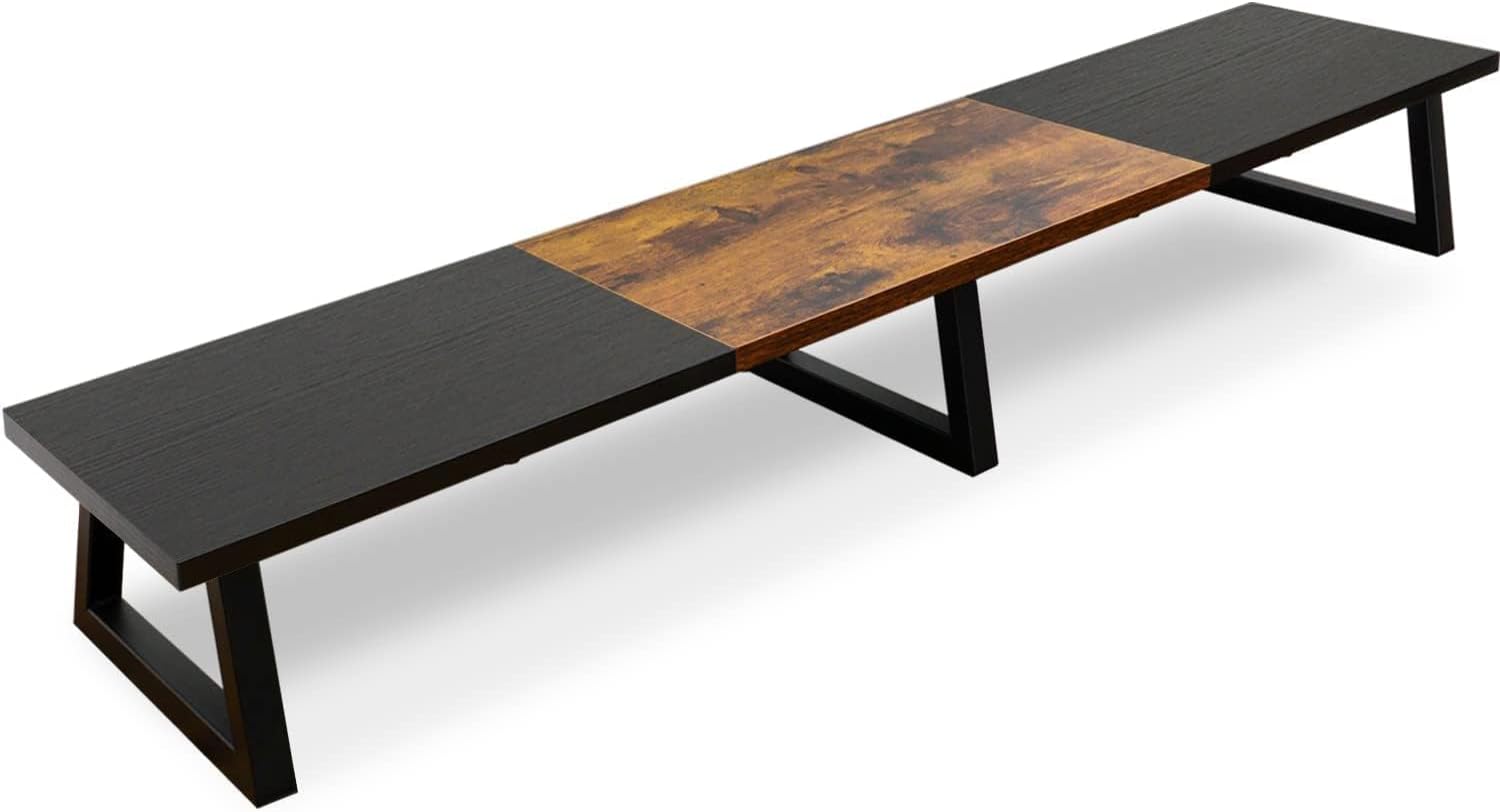 TEAMIX 42 inch Large Dual Monitor Riser, Extra Long Monitor Stand Riser for 2 Monitors, Wood & Steel Desktop Riser Desk Organization Home Office (Black+Brown, 42 inch) TEAMIX 42 inch Large Dual Monitor Riser, Extra Long Monitor Stand Riser for 2 Monitors, Wood & Steel Desktop Riser Desk Organization Home Office (Black+Brown, 42 inch)