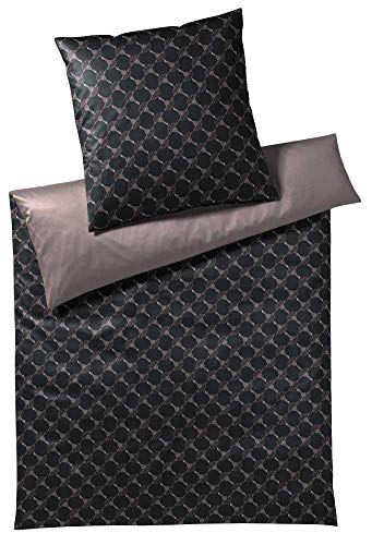 Joop! Mako-Satin Bettwäsche-Garnitur Cornflower Double Farbe Shiny Black Größe 240x220+2x40x80