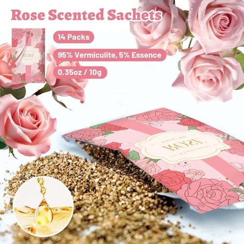 Image of STRN Scented Sachets for Drawer and Closet, Rose Scent 14 Pack for Home