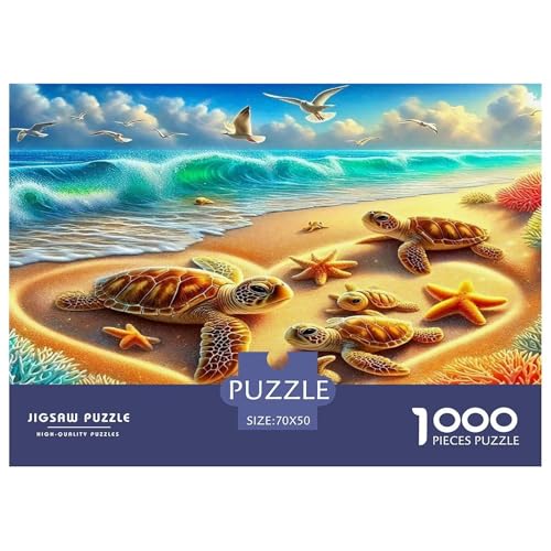 Puzzle de 1000 piezas para adultos temática playa y tortuga marina 70x50cm