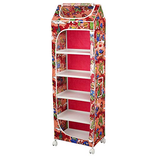 Image of Little One's | 6 Plastic Shelves Foldable Baby Storage Box (Made in India), ISI Certified, Unbreakable Material, (Steel Structure)| Jungle Red | H6 /AR