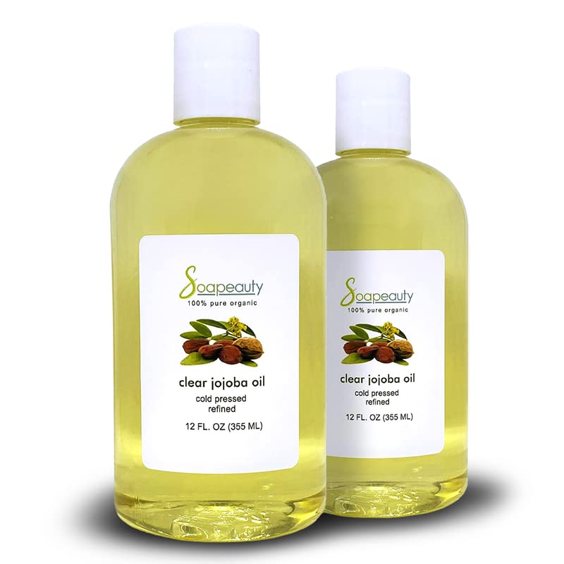 Clear JOJOBA Oil Cold Pressed | 100% Pure Natural Jojoba Oil | Carrier for Essential Oils, Moisturizer for Skin, Face & Hair, Massage, Soap Making | Sizes 4OZ to 7LBS | (24OZ)