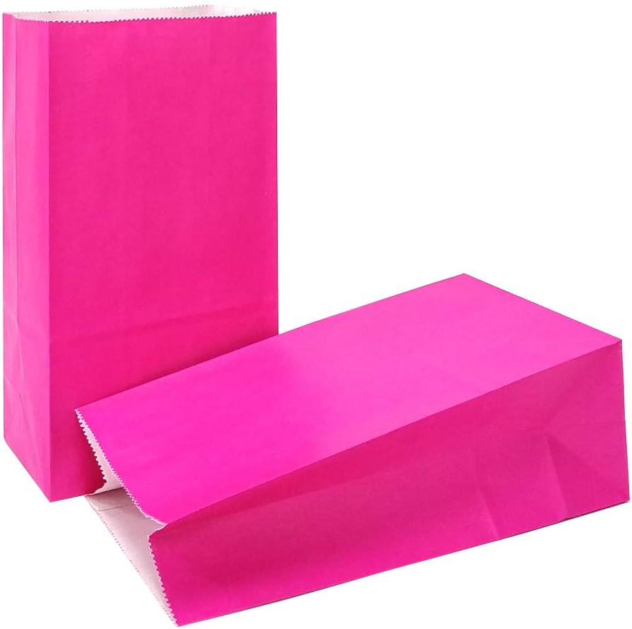KEYYOOMY 24 CT Mini Hot Pink Paper Bags Party Favor Bags, 3.5x2.4x7.1 In