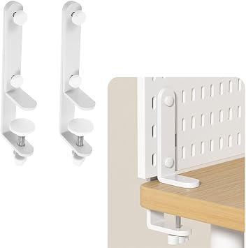 2Pcs Pegboard Desk Bracket Table Mount Desktop Connector Shield Holder Support Pegboard Installing Tool White