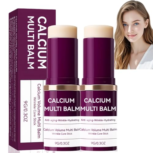 2PCS Collag/en Wand Stick,Calcium Volume Multi Balm & Moisturising Lip Balm,Korean Anti-Aging & Firming Skincare,Wrinkle Multi Balm for Eyes,Firming Skincare Stick for Women & Men