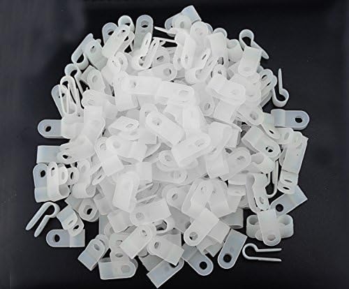 XLX 200pcs White Nylon P Type Cable Clamp Fastener for 1/4 Inch (6.35mm) Dia Wire Tube ( Plastic Wire Cord Clip Fixer ) - Image 3