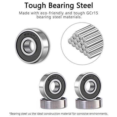Image of 625-2RS Ball Bearings (12Pcs-Set)- Bearing Steel and Double Rubber Sealed Miniature Deep Groove Ball Bearings for VORON Mobius 2 /3 3D Printer (5 x 16 x 5mm)
