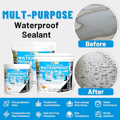 Image of Hupeyna Liquid Sealant Transparent Waterproof Coating 4L | Waterstop Waterproof Membrane for Repairing Leaks Leakproof Agent Waterproof Waterproofing for Indoor and Outdoor