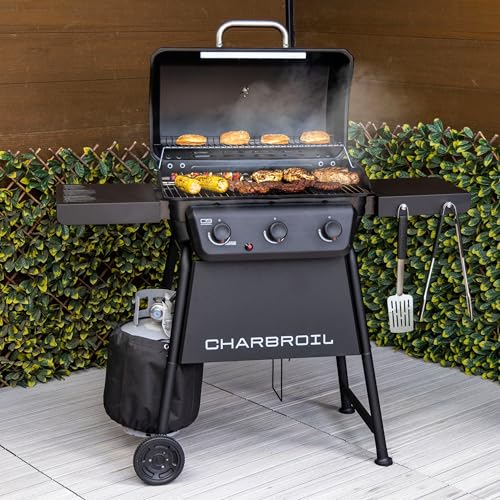 Charbroil Classic 3-Burner Propane Gas Grill, 30,000 BTU, 360 Sq. In. Cooking Area, Porcelain-Coated Grates, Compact Outdoor BBQ Grill with Side Shelves — view 5