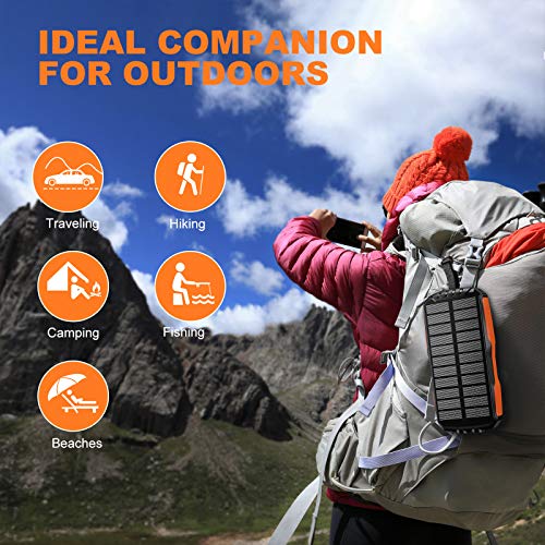 STOON Solar Charger, 25000mAh Solar Power Bank with Dual Flashlights, Fast Charge Solar Phone Charger with 2 Outputs & Type-C Inputs, Waterproof Portable External Battery Pack for Camping Outdoor - Thumbnail 6