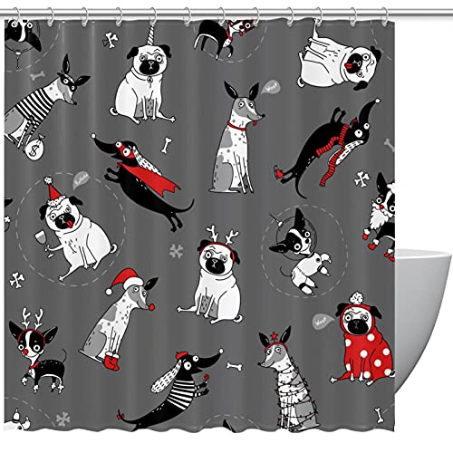 Rideaux de douche de Noël au fini soigné et textile sans odeur - 2