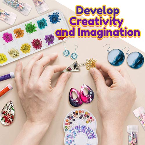 Graceduck Epoxy Resin Art Kit Supplies - Charms And Perfect Arts & Crafts And Resin Molds Silicone Kit Bundle For Nail Jewelry Making Glitter And Accessories Storage Bag Dried Flowers Gold Foil Molds #TOP4