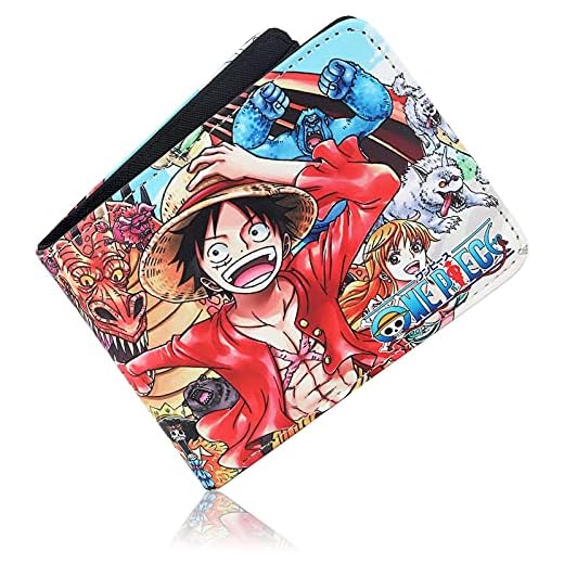 Roffatide Anime Carteras para Hombres Cartera Corta de Dos Pliegues Cartera de Viaje Delgada de Piel Sintética A