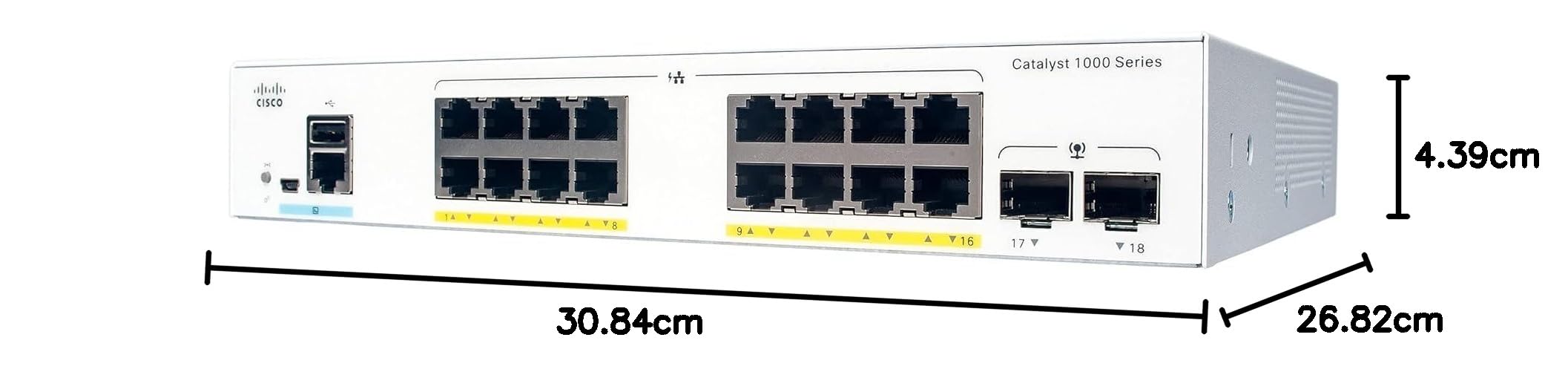 Cisco Catalyst 1000-16FP-2G-L Netzwerk Switch, 16 GbE PoE+ Ports, 240W PoE Budget, 2 1G SFP Uplink Ports, lüfterloser Betrieb, erweiterte eingeschränkte Lebenszeitgarantie (C1000-16FP-2G-L)