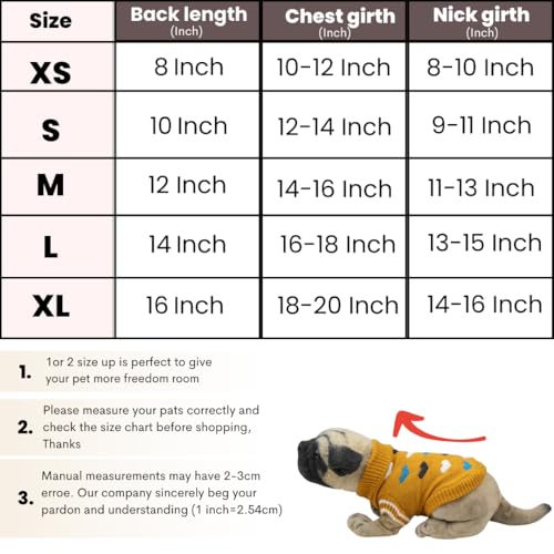 Image of Lulala Turtleneck Dog Sweater - Winter Coat Apparel Classic Cable Knit Clothes with Leash Hole for Cold Weather, Ideal Gift for Pet in New Year (Yellow, 8 Inch)