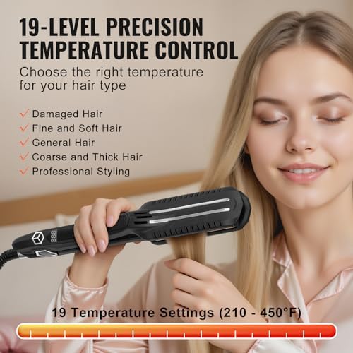 VEVOR Hair Straightener, 1.5-inch Titanium Flat Iron, — side view showing full product dimensions