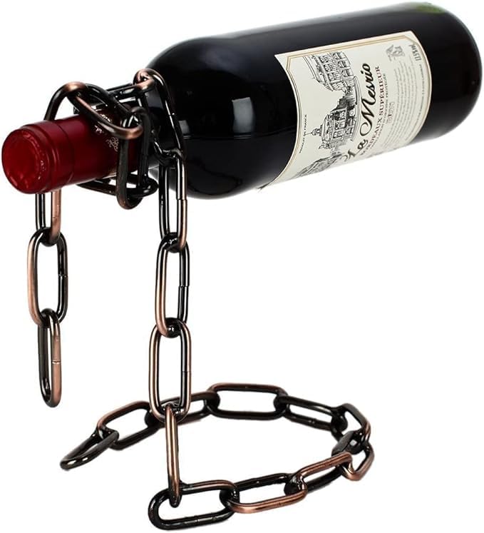 swabs® Chain Wine Rack Holder, Countertop Free Standing Metal Wine Rack Novelty for Gift Kitchen Home Decoration Modern Design Wine Gifts Tabletop Wine Bottle Holder-image-45