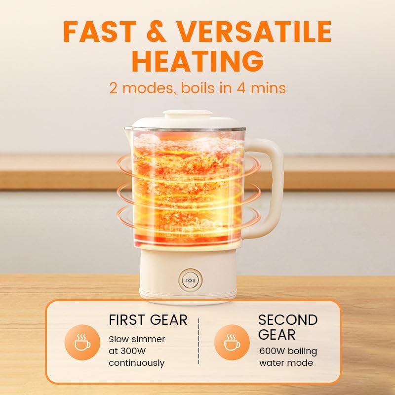 Portable Foldable Electric Kettle, 800ML Travel Foldable Electric Kettles, 304 Stainless Steel Collapsible Electric Kettle with Dual Modes, for RV, Trip, Camping (316 Stainless Steel, 220V(AUS))