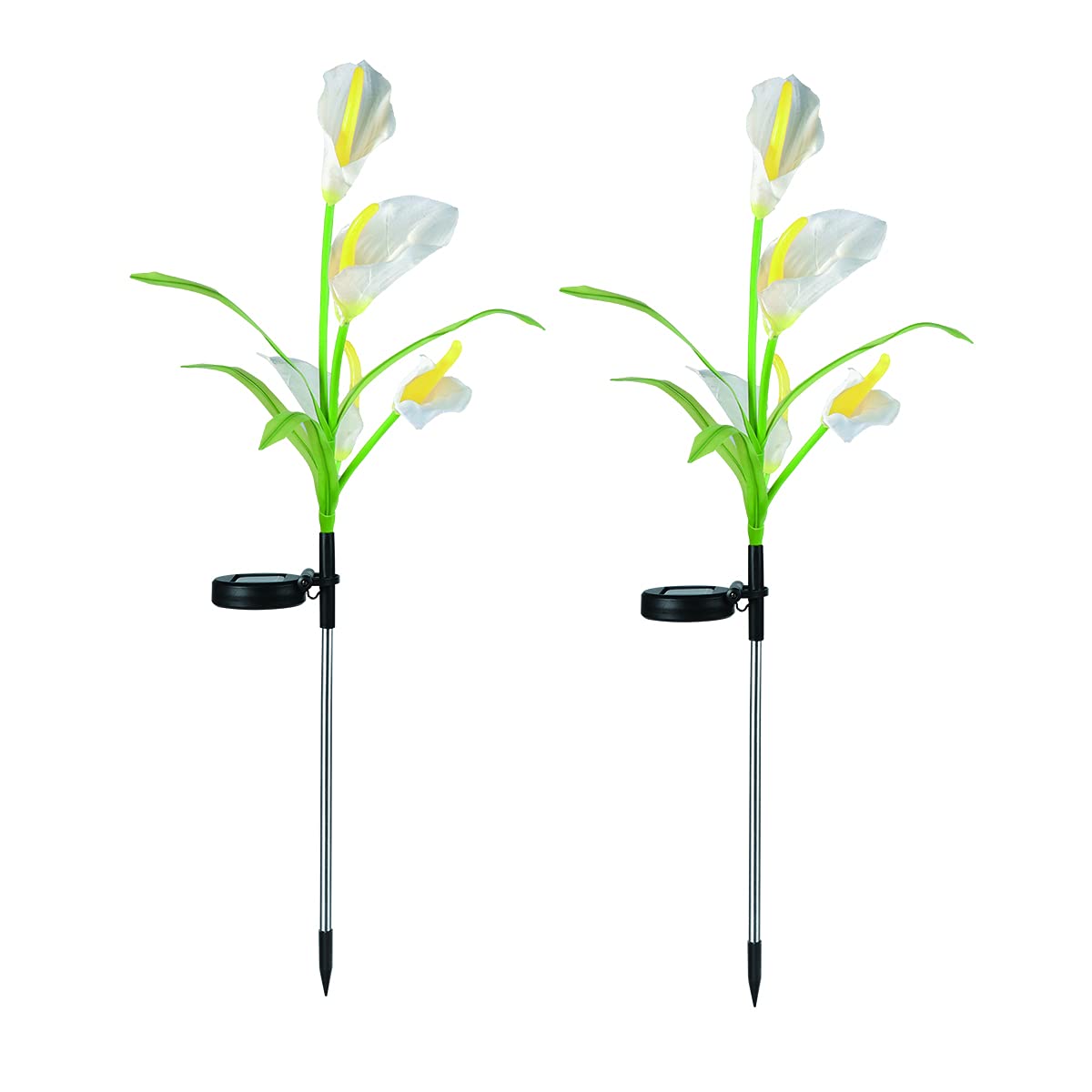 Veesee Solar Garden Outdoor Flower Light, Thanksgiving Day Solar Powered Flower Lights Outdoor Stake Light, Decorative Landscape Lawn Yard Patio LED Flower Lights for Garden (Calla Lily-White, 2Pack)