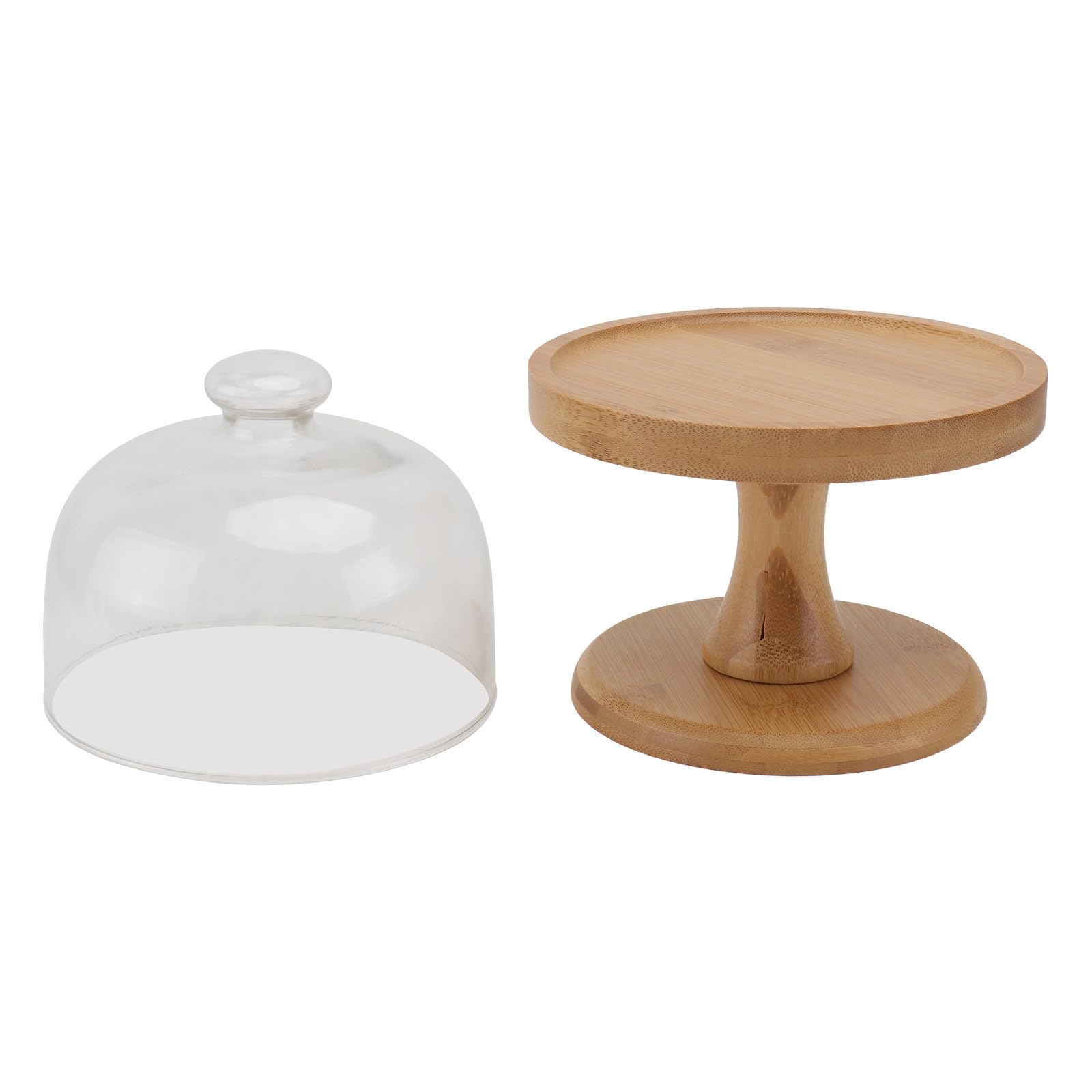 BESPORTBLE Présentoir à Gâteau en Bois et Verre Couvercle Élégant, Plateau Simple et Pratique, pour Présenter Desserts et Pièces Montées Lors D'événements