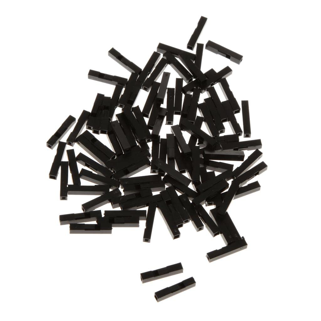 100pcs Dupont Jumper Wire Cable Housing Shell Connector 1P Pin Head 2.54mm - Black Plastic (Pack of 100)