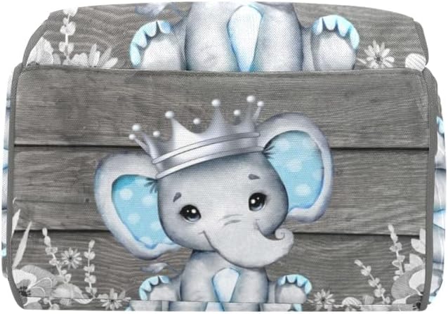 Grey Elephant Flower Personalized Diaper Backpack Multi Function Diaper Bag Nursing Nappy Changing Bag Travel Daypack