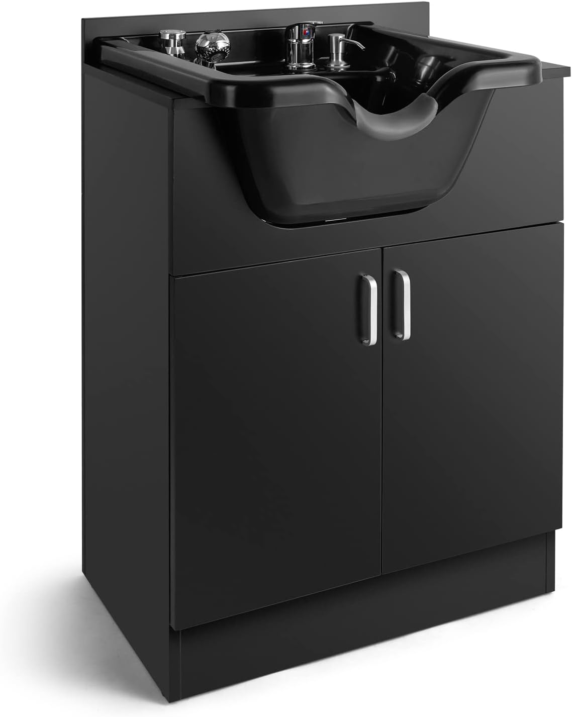 Artist hand Shampoo Backwash Sink Station with Shampoo Bowl Shampoo Station, Backwash Sink Chair Spa Salon Beauty Equipment, Used with Barber Chair and Shampoo Chair(Black)