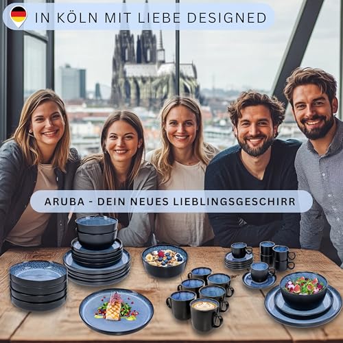 SÄNGER Aruba Steingut Geschirr Set 18 tlg, Teller Set 6 Personen, Geschir – Ansicht 6
