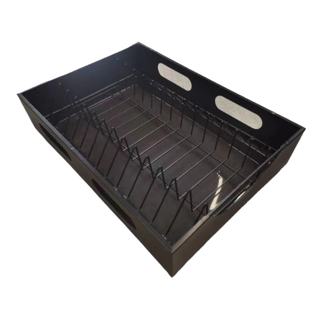 Ausziehbarer Schrankorganizer mit Geschirrablage, Premium Qualität, robuste Schublade zum Herausziehen, hält Küche, Bad, Speisekammer, Schrank, Schwarz, 38.5 x 27.5 x 9. cm