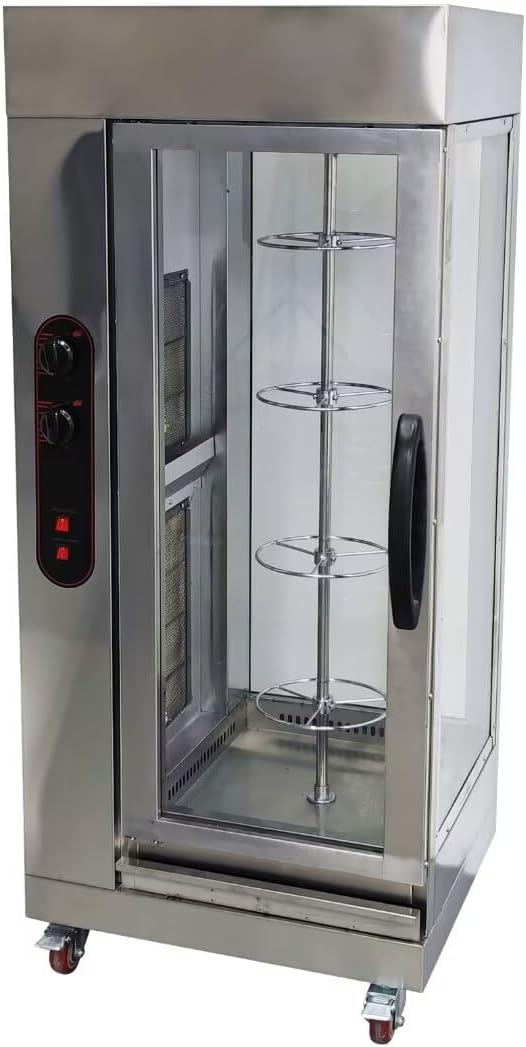 Vertical Low LPG Gas Rotisserie Oven Stainless Steel Rotary Chicken Roaster Machine with Adjustable Temperature 110V 7.5KW