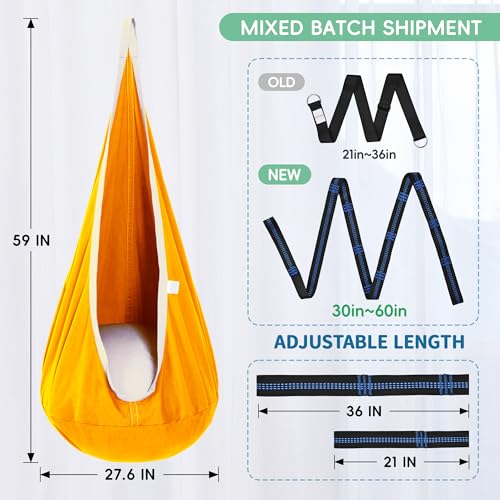 image for OUTREE Kids Pod Swing Seat, Cotton Child Hammock Swing Chair, Sensory 