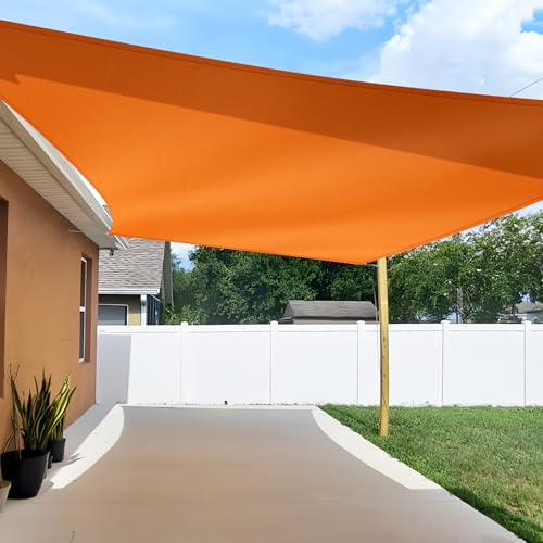 TANG 12'x16' Sun Shade Sail Rectangle Sunshade Canopy UV Block Shade Cloth Pergola Cover for Outdoor Patio Garden Gazebo Deck, Orange