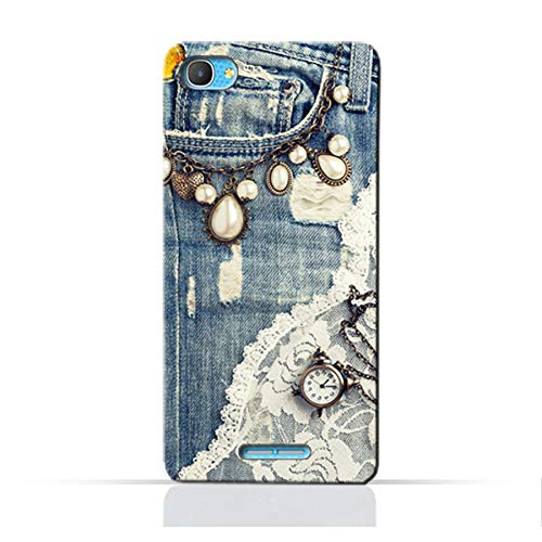 AMCDesign Alcatel Pixi 4 Plus Power,5023E, 5023F 5.0" TPU Silicone Protective Case with Modern Jeans Pattern