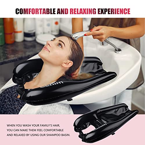 Inflatable Hair Washing Basin For Sink At Home, Portable Shampoo Bowl, Hair Washing Sink For Bedridden, Handicapped, Kids, Seniors, Pregnant, Wheelchair Person At Bedside And Kitchen Sink Use(Black) #TOP4