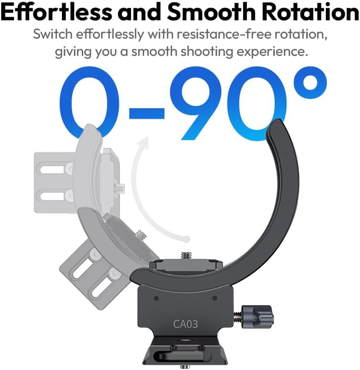 Diagram showing the ULANZI C041 mount rotating smoothly from 0 to 90 degrees.