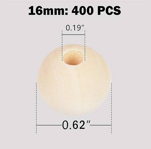 Miniatura 8 de 500 cuentas de madera de 0.315 pulgadas (0.315 in), cuentas sueltas de madera redondas naturales sin terminar para manualidades, decoraciones y