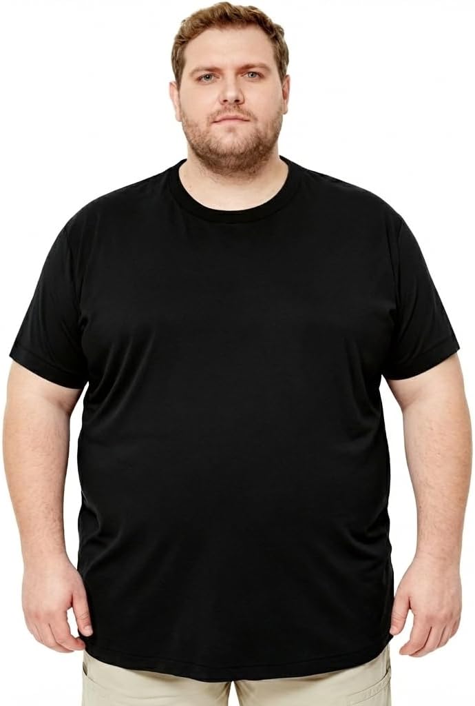 PIXUM Men’s Big and Tall T-Shirt XL–8XL, Loose Fit Cotton Stretch Tee, Seamless Underarm Soft Breathable
