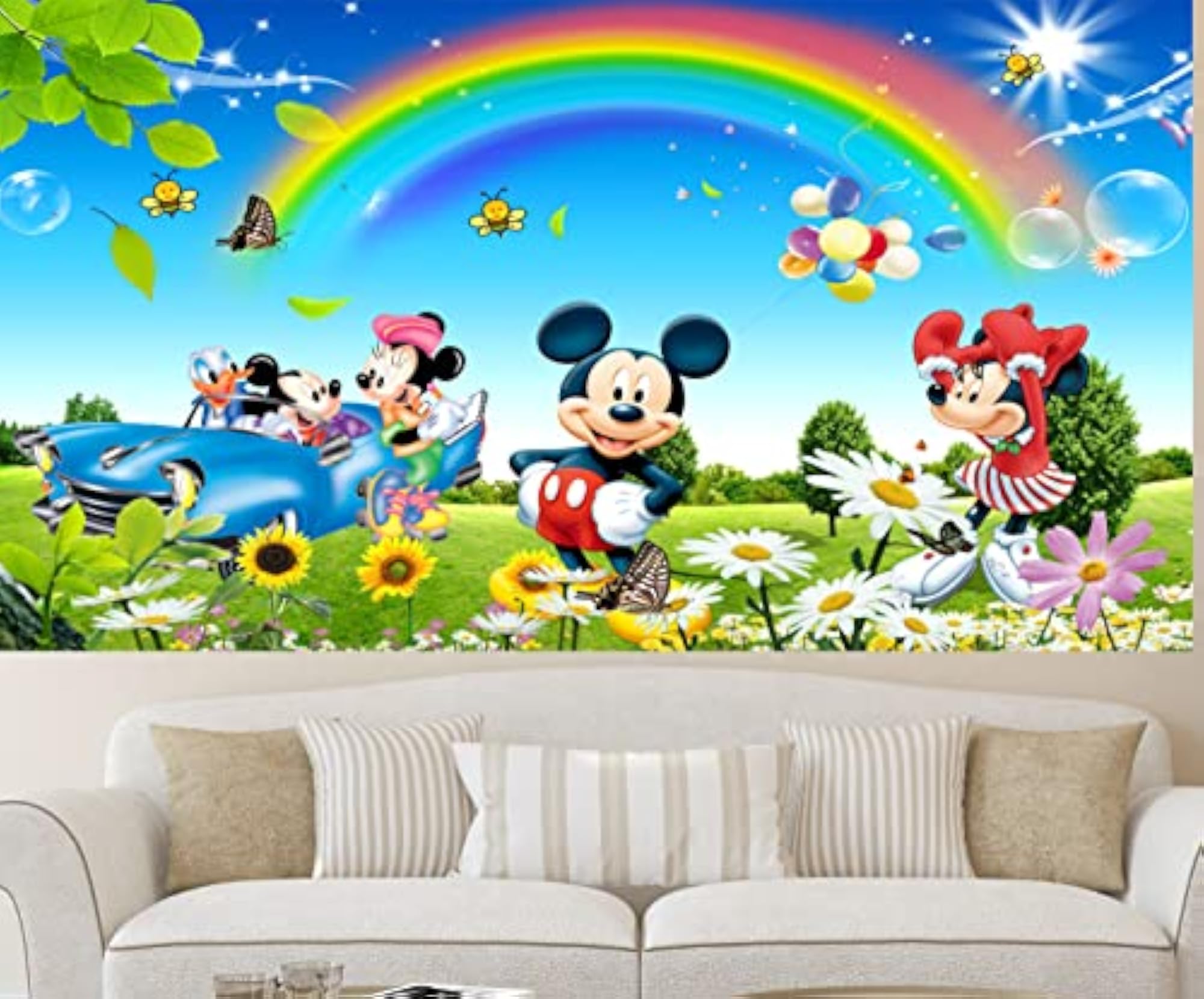 LANSTICK Micky Mouse Sky Rainbow Background WALL Sticker