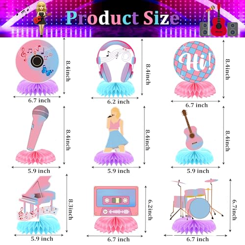 Singer Birthday Party Decorations Table Centerpieces, TS Party Table Decorations Honeycomb Centerpieces Kit, Singer Themed Party Supplies, Girls Birthday Era Fans Celebration Party Supplies - Thumbnail 2