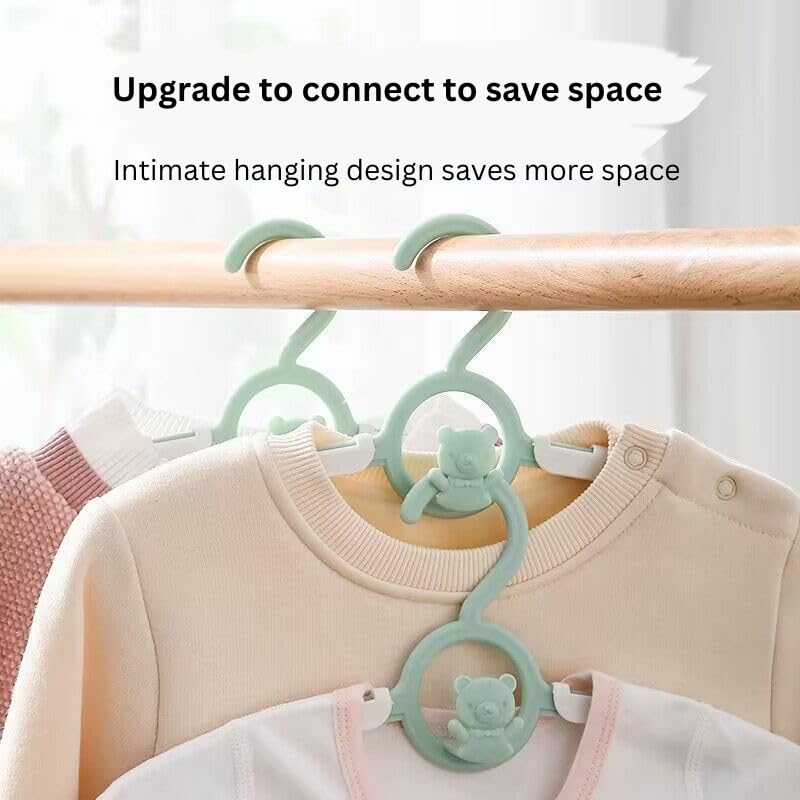 Maaghi Telescopic Adjustable Extendable Anti Slip Resin Hanger with Hooks for Infants and Adults Clothes Wardrobe Rack (Light Green1,Pack of 10) 4